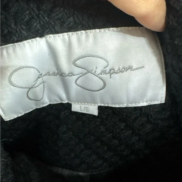 Jessica Simpson Black Wool Blend Double Breasted Coat Size L - Picture 8 of 9